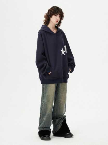 Aelfric Eden Star Print Color Contrast Hoodie-IYAMIUIO
