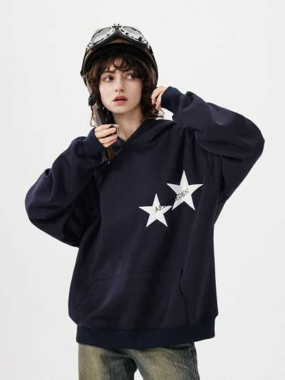 Aelfric Eden Star Print Color Contrast Hoodie-IYAMIUIO