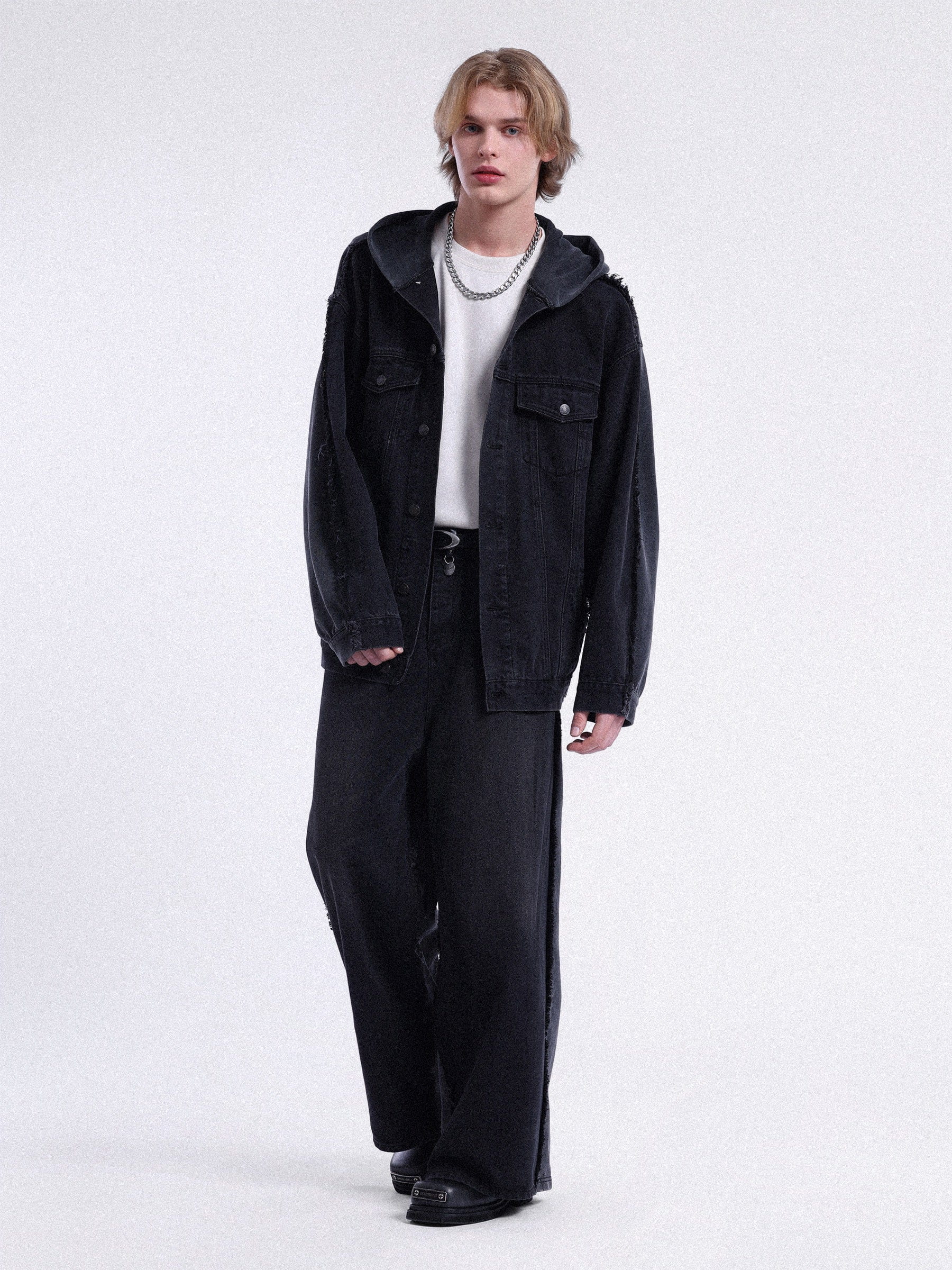 Aelfric Eden Washed Hooded Denim Jacket-IYAMIUIO