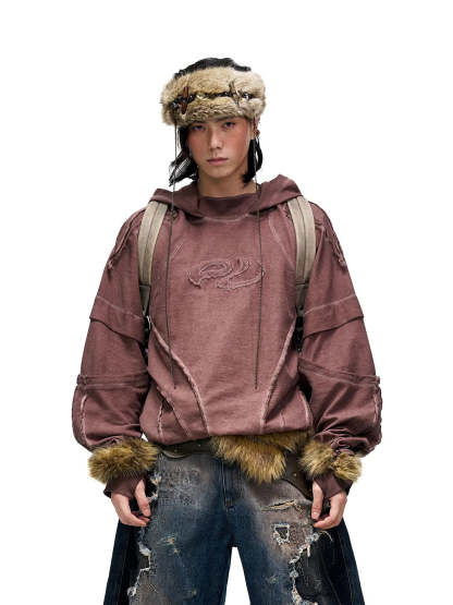 Deconstructed Hoodies with Gradient Wash-IYAMIUIO