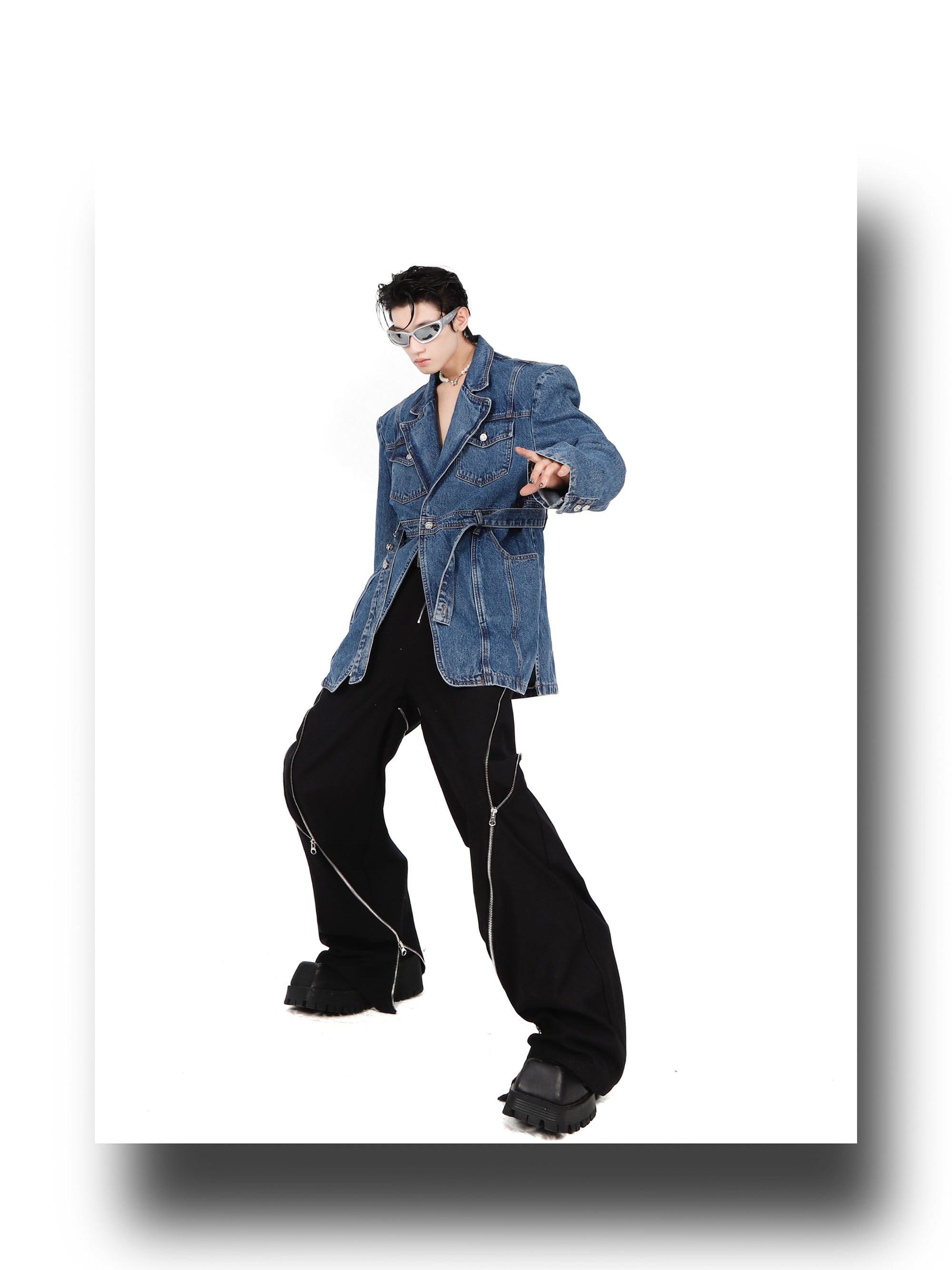 3D Deconstructed Denim Top-IYAMIUIO