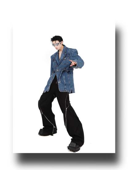 3D Deconstructed Denim Top-IYAMIUIO