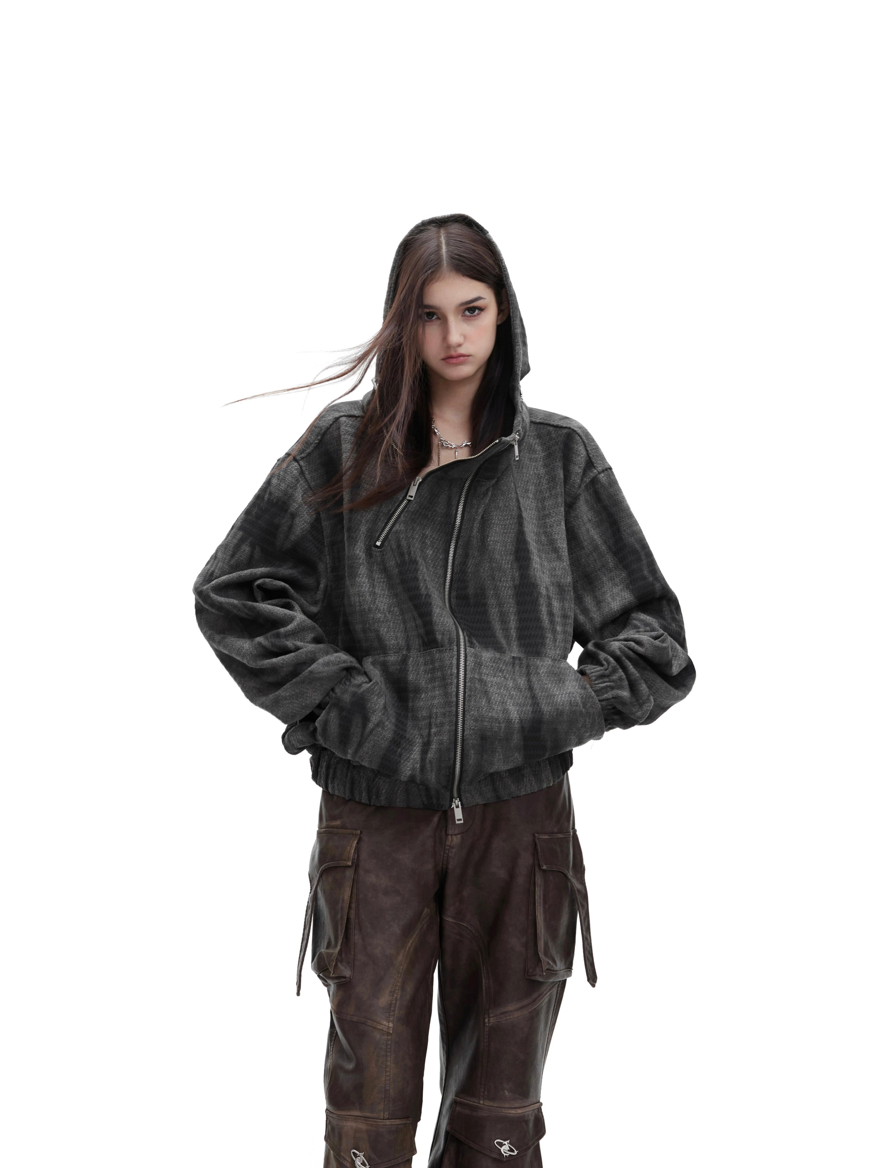 【24s January.】Retro Graffiti Metallic Hooded Sweatshirt-IYAMIUIO