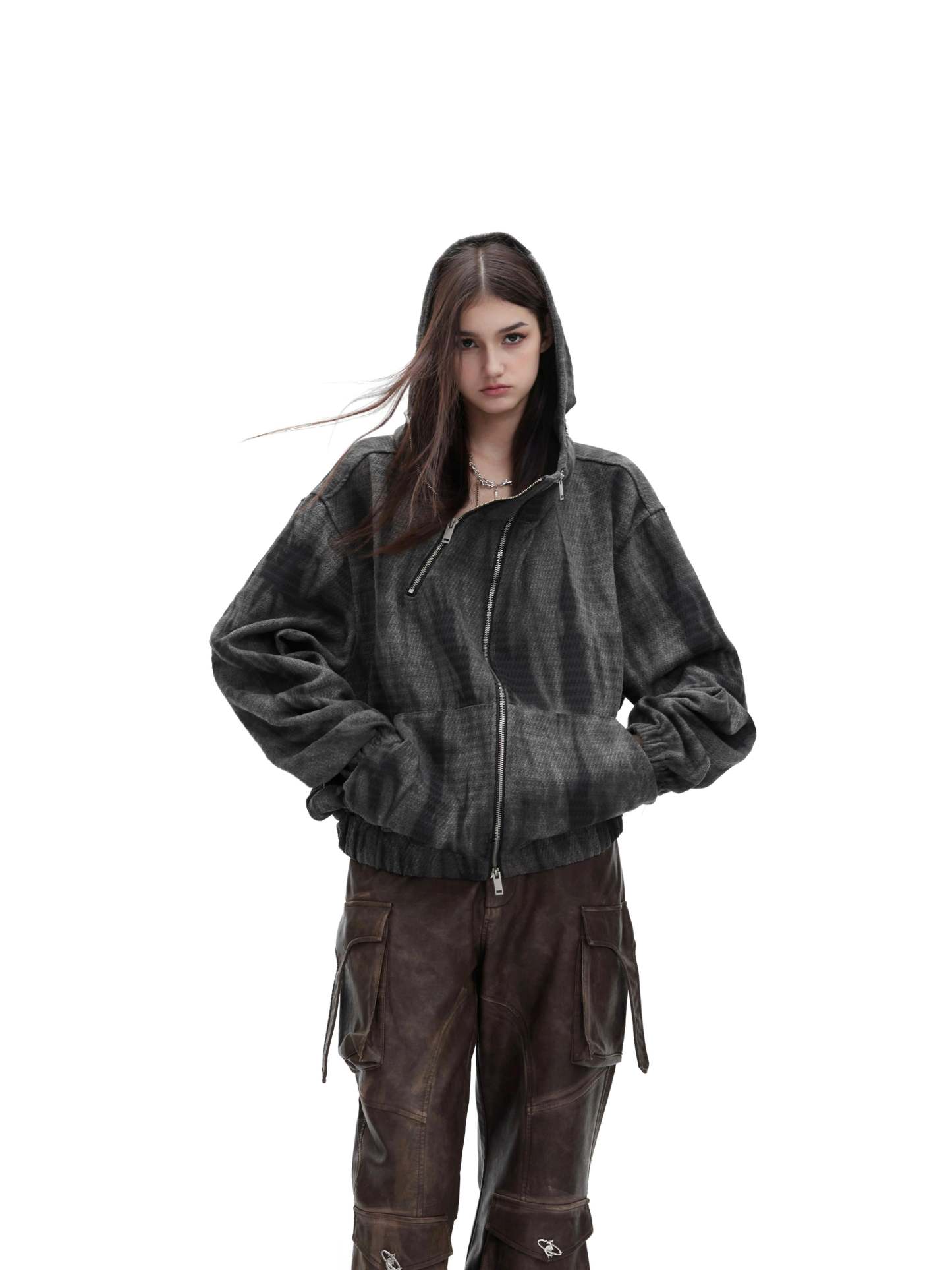 【24s January.】Retro Graffiti Metallic Hooded Sweatshirt-IYAMIUIO