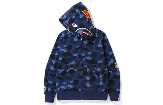 A Bathing Ape Shark Camo Full Zip Hoodie 'Purple Blue' 1F80-115-007