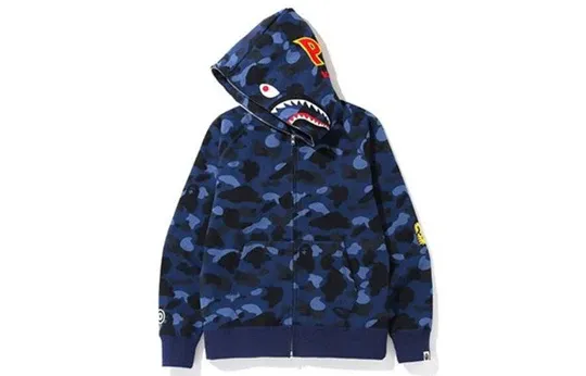 A Bathing Ape Shark Camo Full Zip Hoodie 'Purple Blue' 1F80-115-007