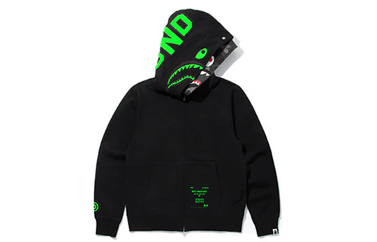 A Bathing Ape x UNDEFEATED Shark Camo Full Zip Hoodie 'Black Green' TBD-BAPE-13