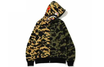 A Bathing Ape Shark Camo Full Zip Hoodie 'Brown Olive Green' 0ZXSWM115004E