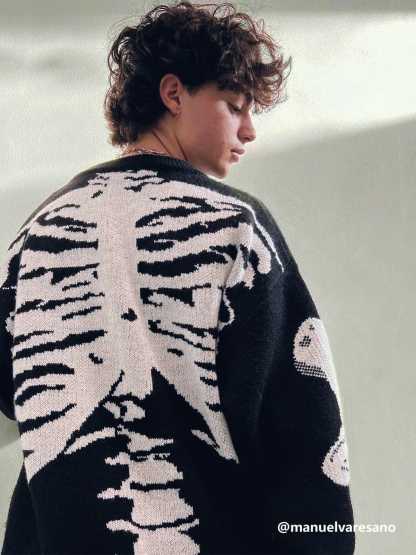 Aelfric Eden Skeleton Pattern Knit Sweater-IYAMIUIO