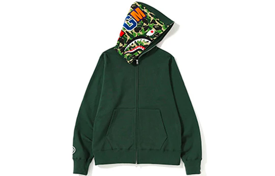 A Bathing Ape Shark Camo Full Zip Hoodie 'Forest Green' BAPE-SS19-4