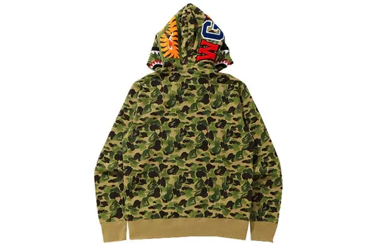 A Bathing Ape Shark Camo Full Zip Hoodie 'Green' OZXSWM11516X