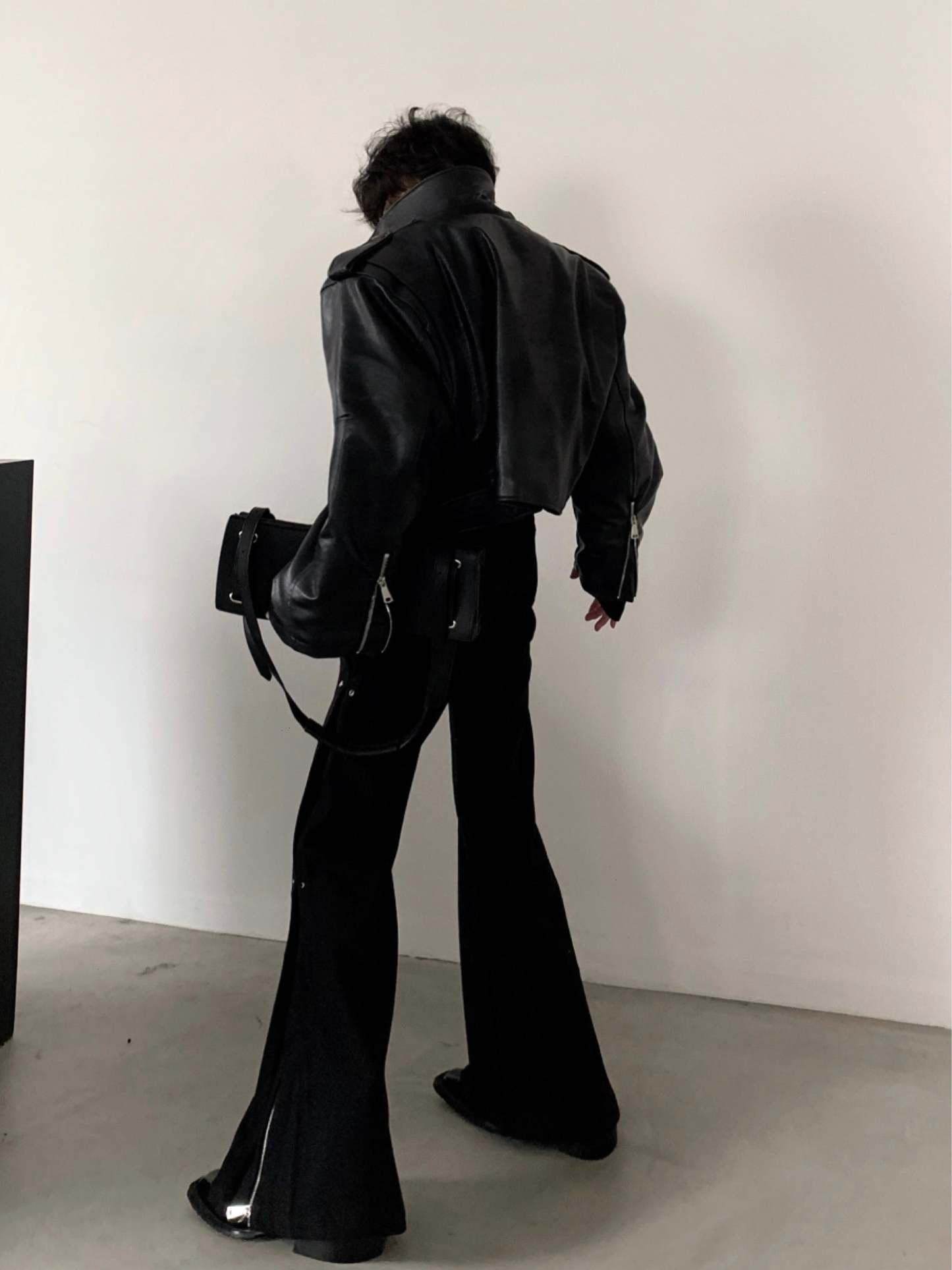 【23s November.】Motorcycle Silhouette Short Leather Jacket-IYAMIUIO