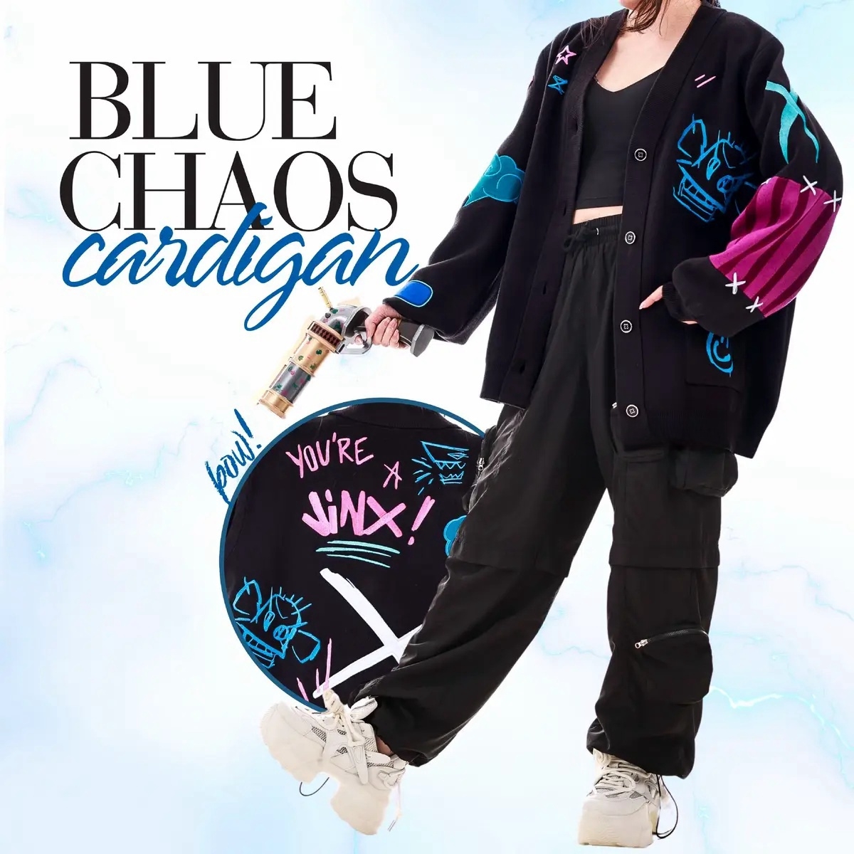 JINX Blue Chaos Cardigan-IYAMIUIO