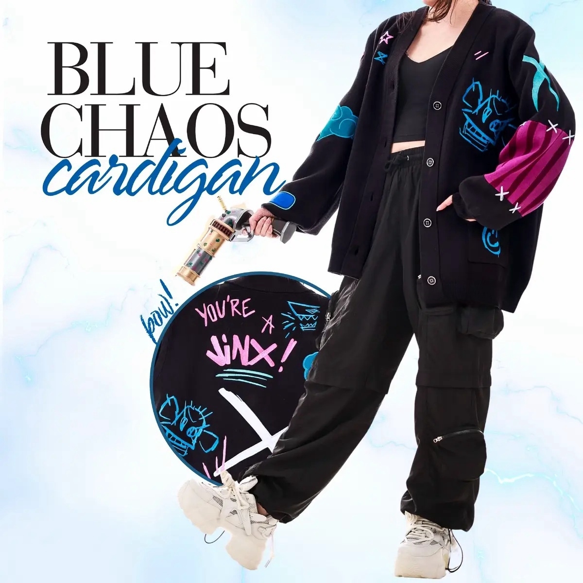 JINX Blue Chaos Cardigan-IYAMIUIO