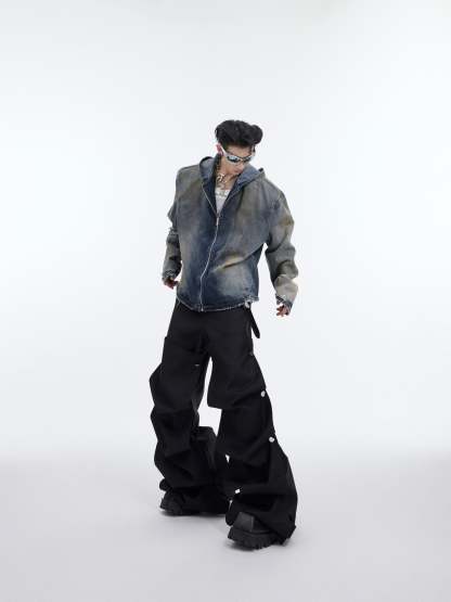 【24s January.】Retro Distressed Hooded Denim Jacket-IYAMIUIO