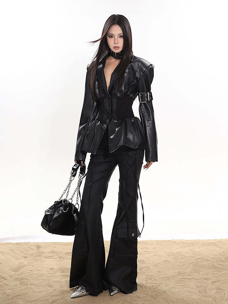 【23s December.】American Waisted Leather Blazer-IYAMIUIO