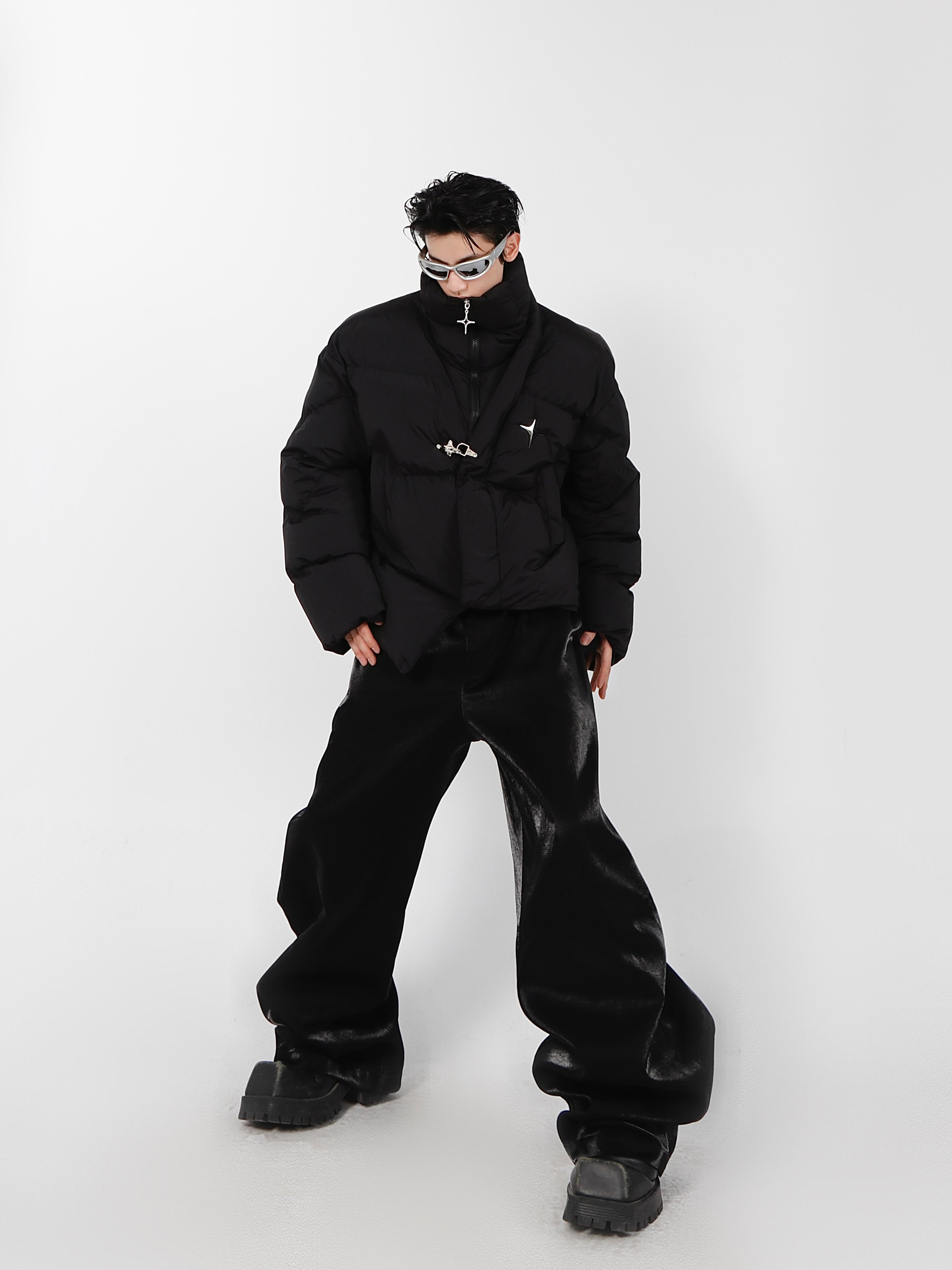 High Neck Asymmetrical Design Winter Coat-IYAMIUIO