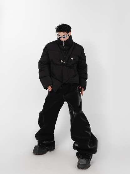 High Neck Asymmetrical Design Winter Coat-IYAMIUIO