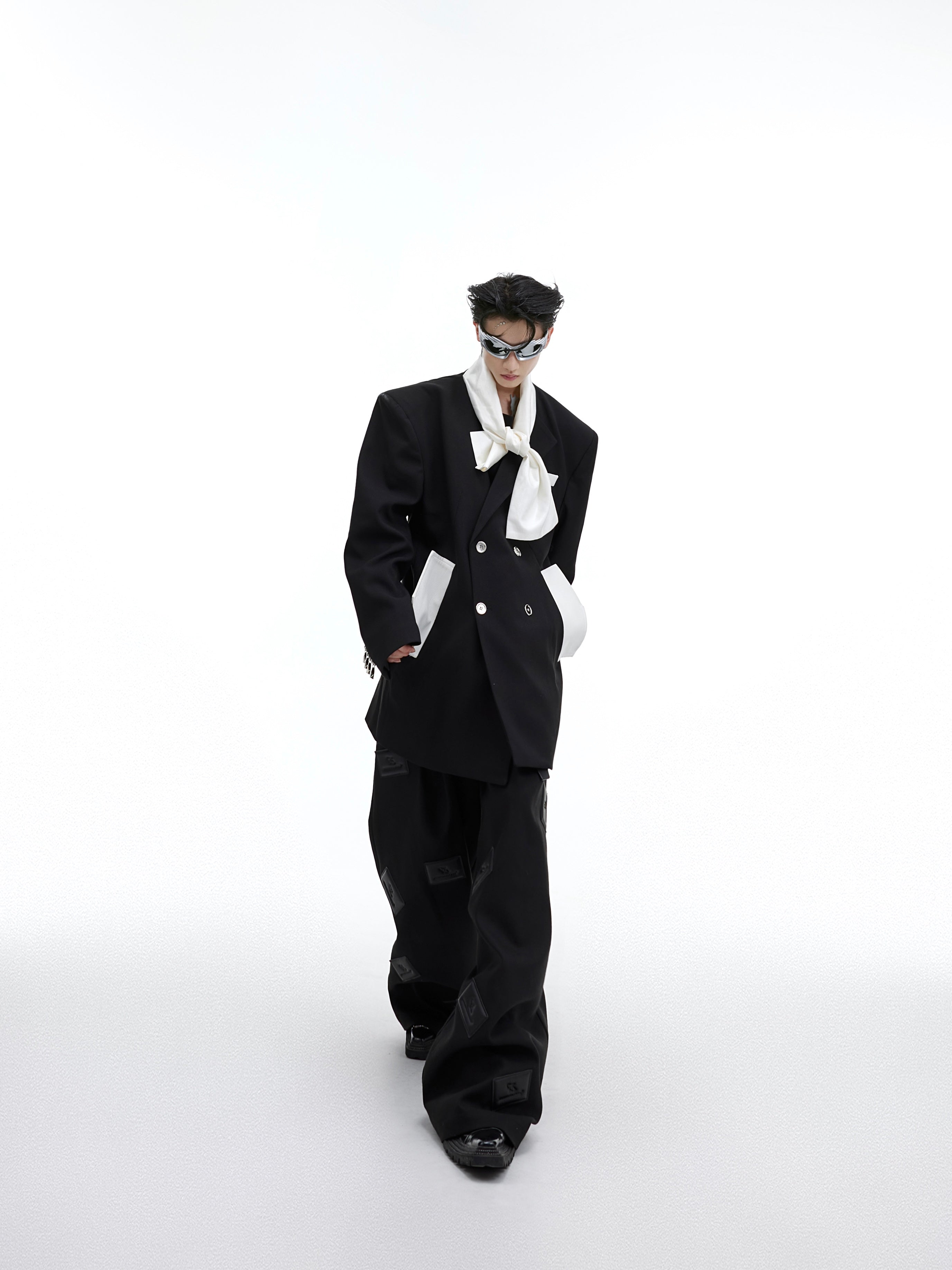 【23s September.】Twill Tie Patchwork Design Blazer-IYAMIUIO