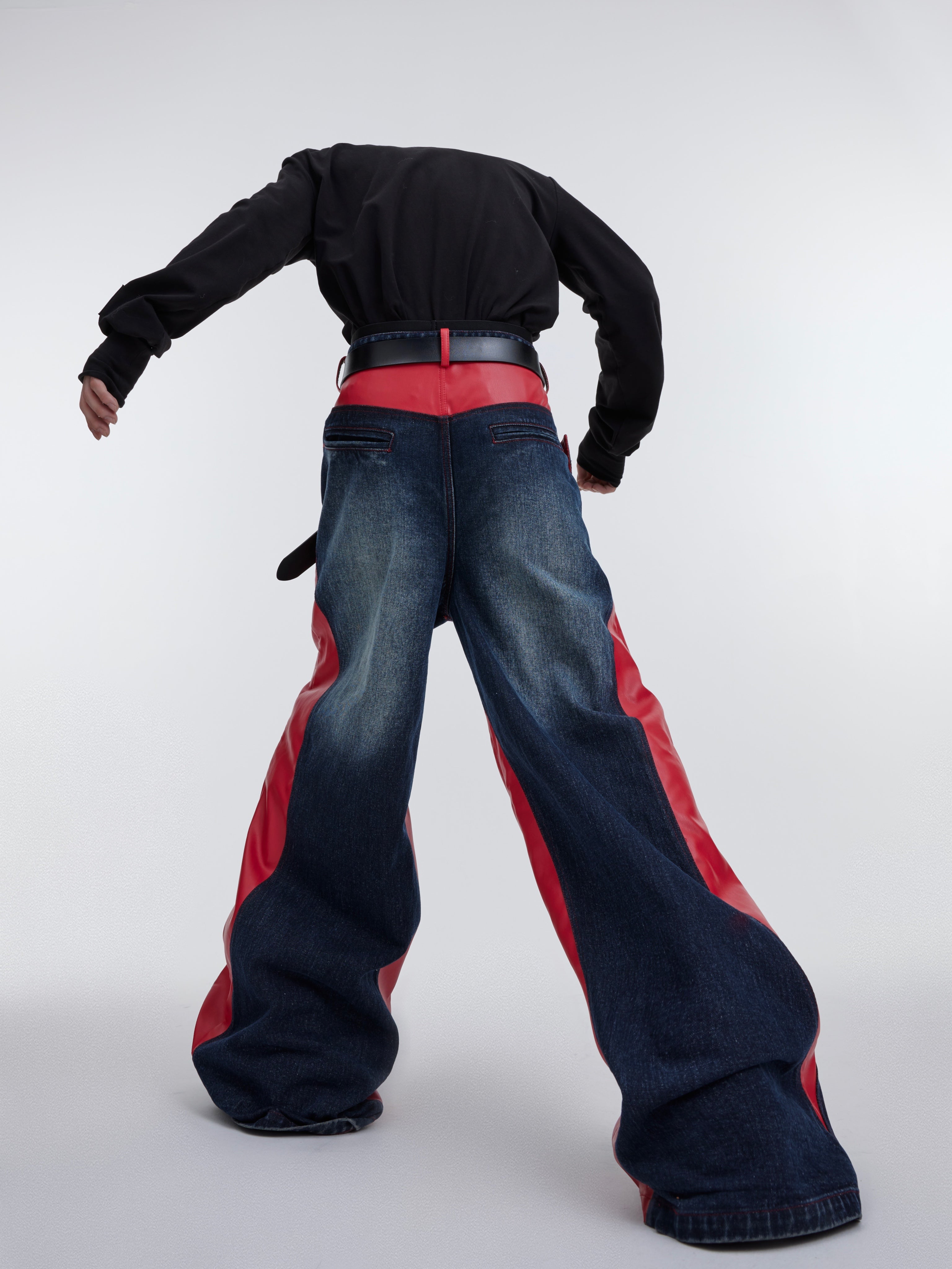 【23s October.】Washed Patchwork Contrasting Jeans-IYAMIUIO