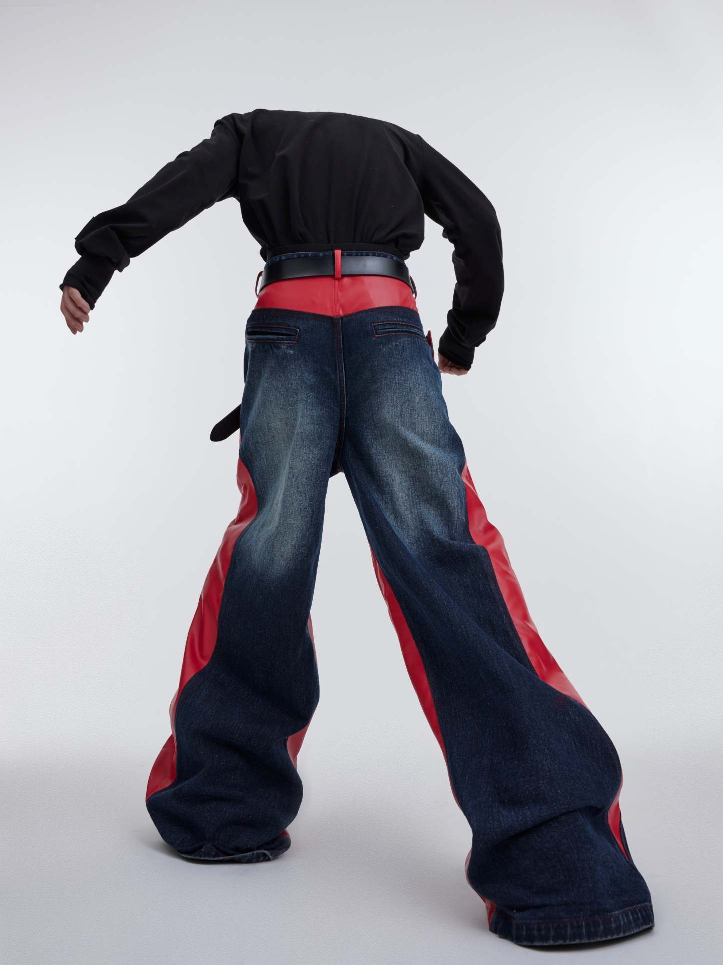 【23s October.】Washed Patchwork Contrasting Jeans-IYAMIUIO