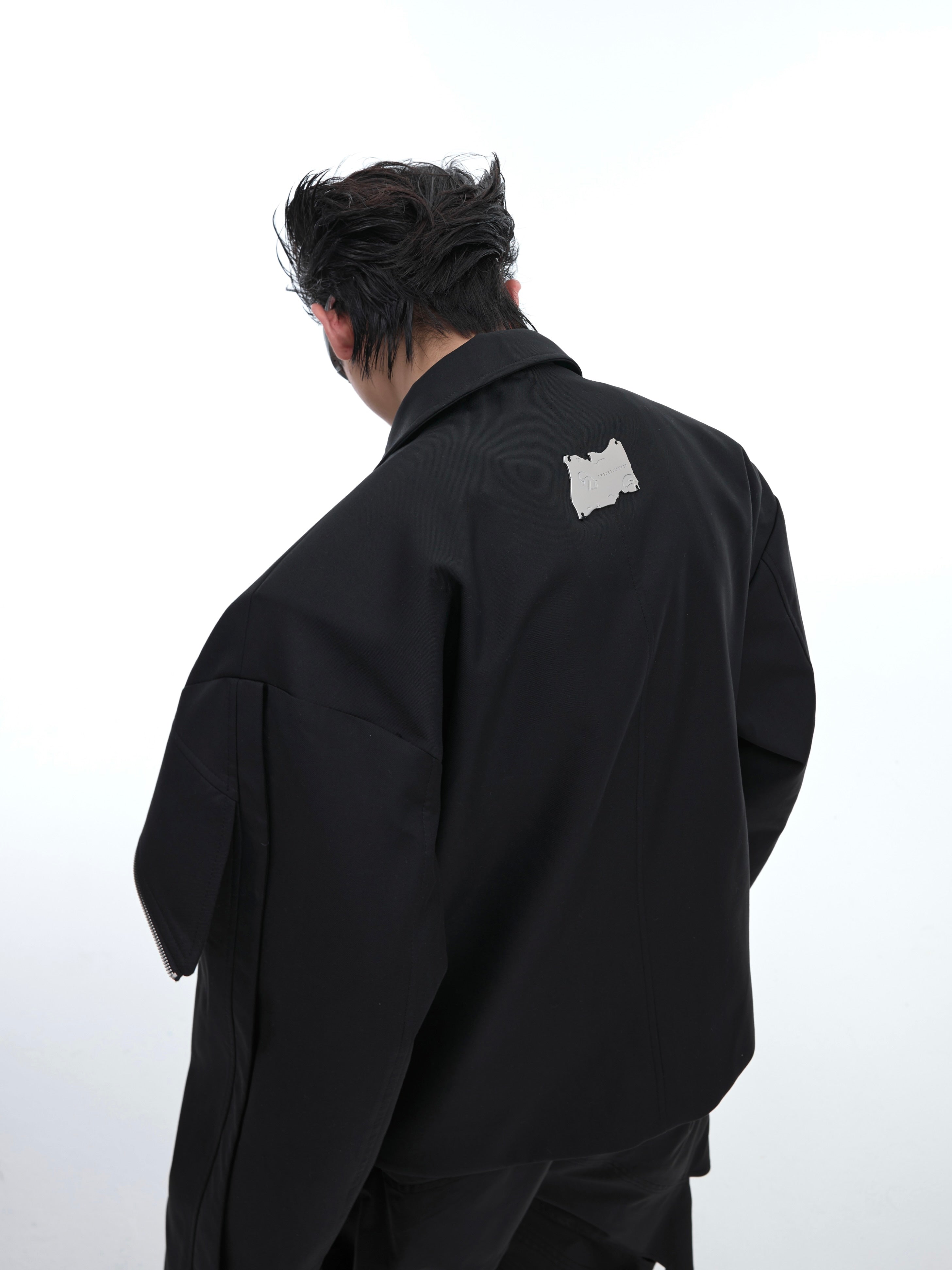 【24s Aug.】Deconstructed Metallic Cape Patchwork Jacket-IYAMIUIO