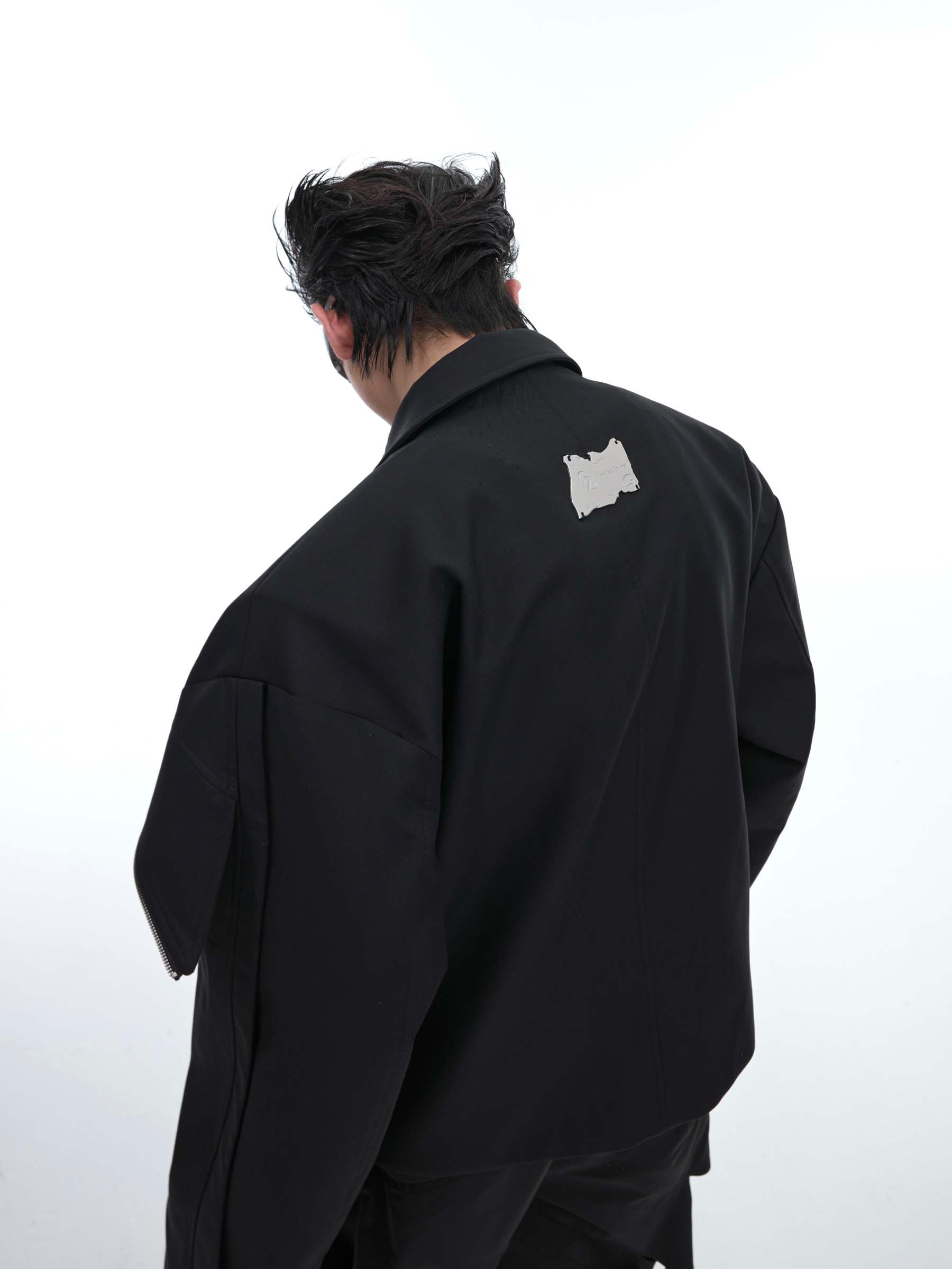 【24s Aug.】Deconstructed Metallic Cape Patchwork Jacket-IYAMIUIO