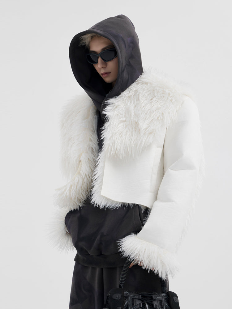 【24s January.】High Street Large Collar Short Plush Jacket-IYAMIUIO