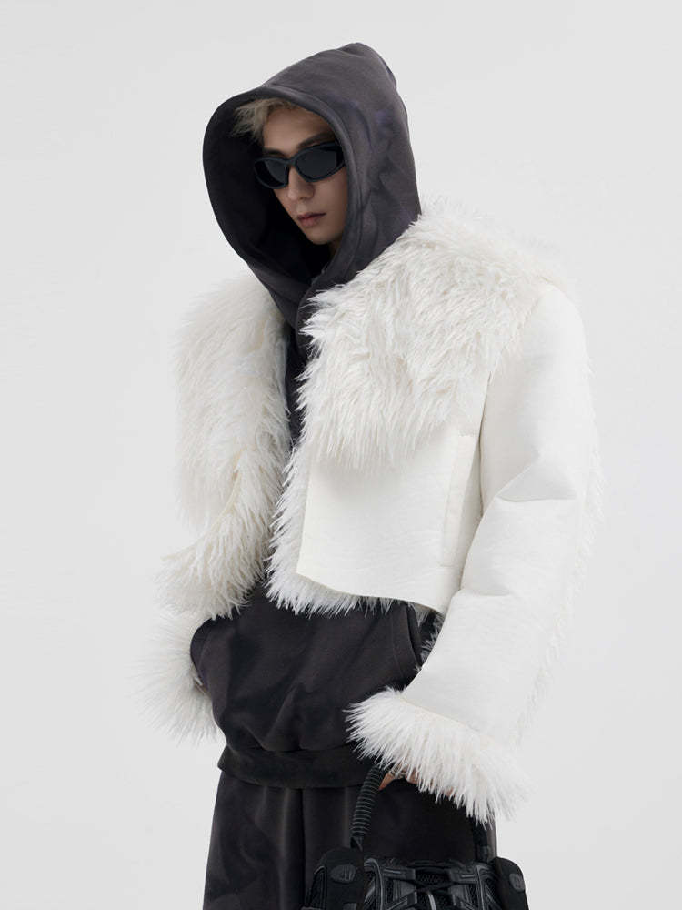 【24s January.】High Street Large Collar Short Plush Jacket-IYAMIUIO