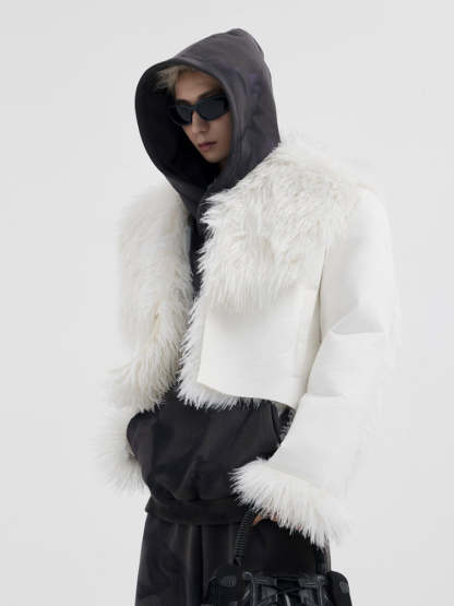 【24s January.】High Street Large Collar Short Plush Jacket-IYAMIUIO