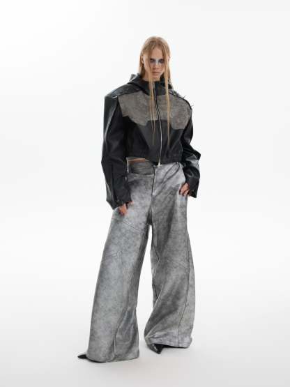 【24s Sep.】Rivets Tighten the Line Punk Short PU Coat-IYAMIUIO