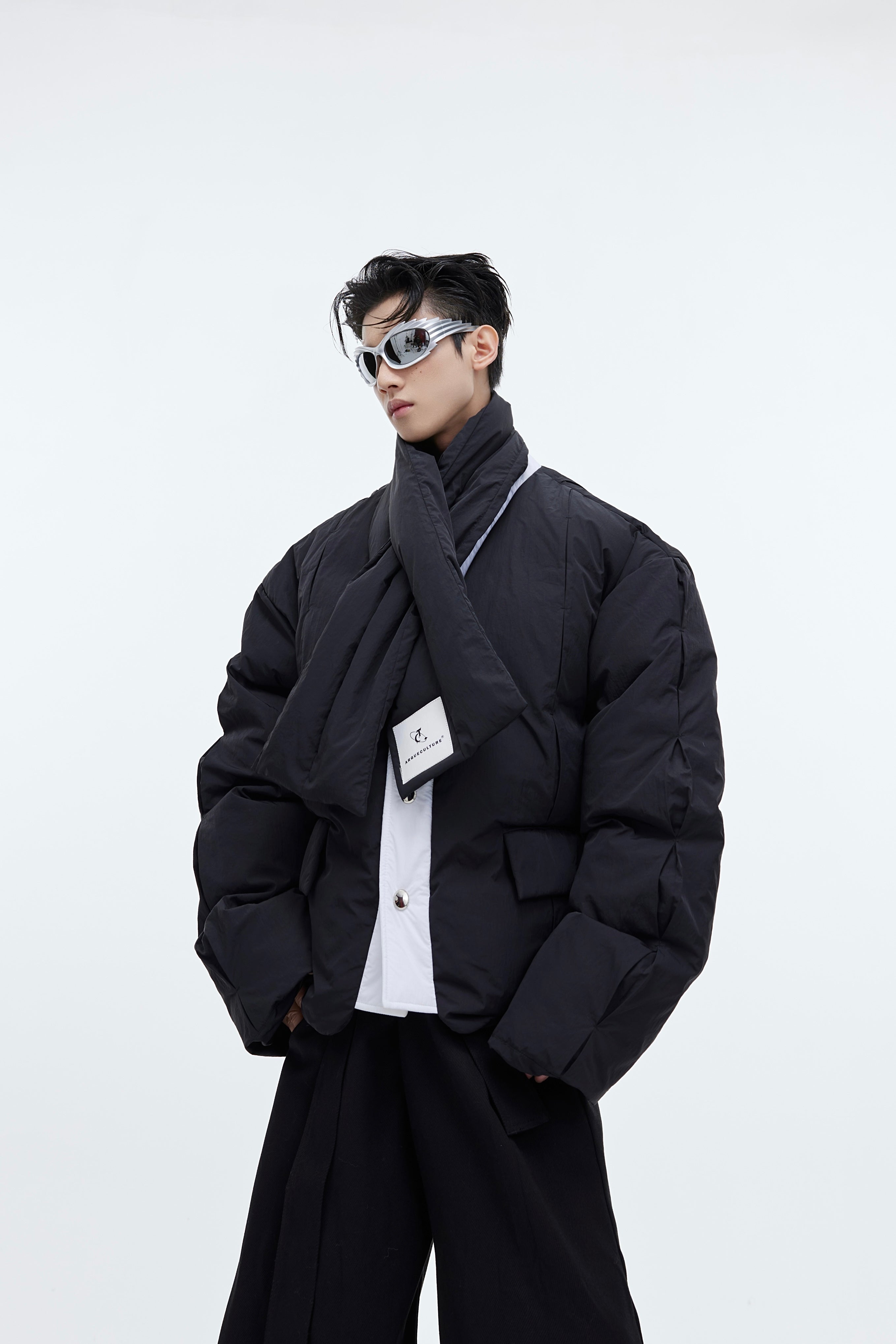 【23s December.】Deconstructed Design Cotton Jacket + Scarf-IYAMIUIO