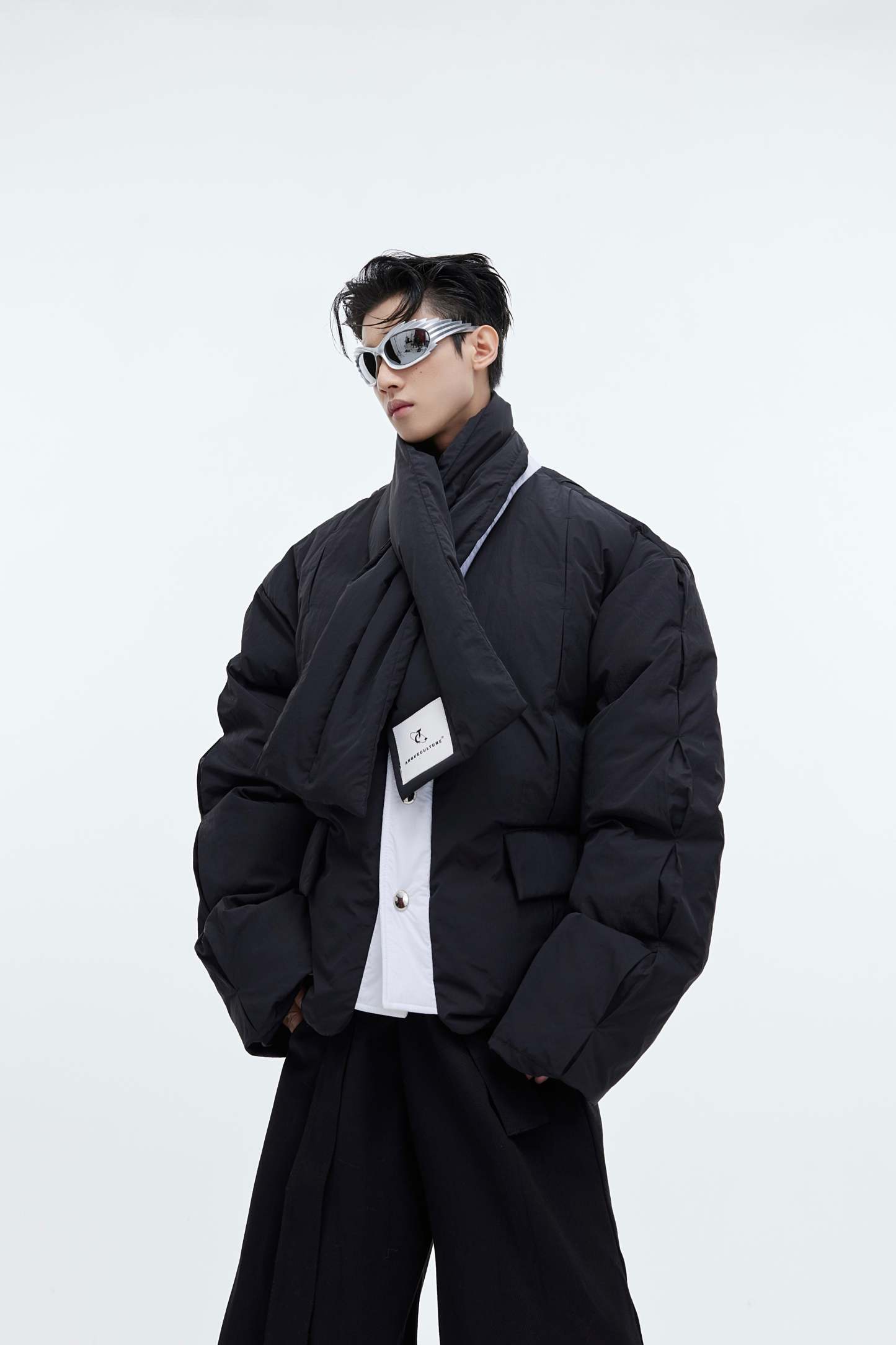 【23s December.】Deconstructed Design Cotton Jacket + Scarf-IYAMIUIO