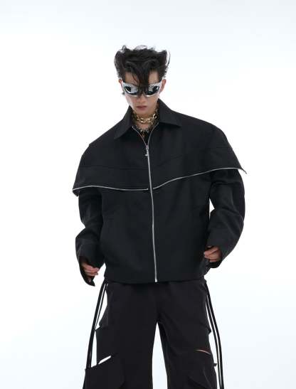 【24s Aug.】Deconstructed Metallic Cape Patchwork Jacket-IYAMIUIO