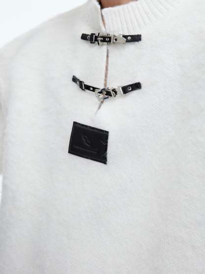 【24s January.】Round Neck Metal Buckle Thickened Sweater-IYAMIUIO