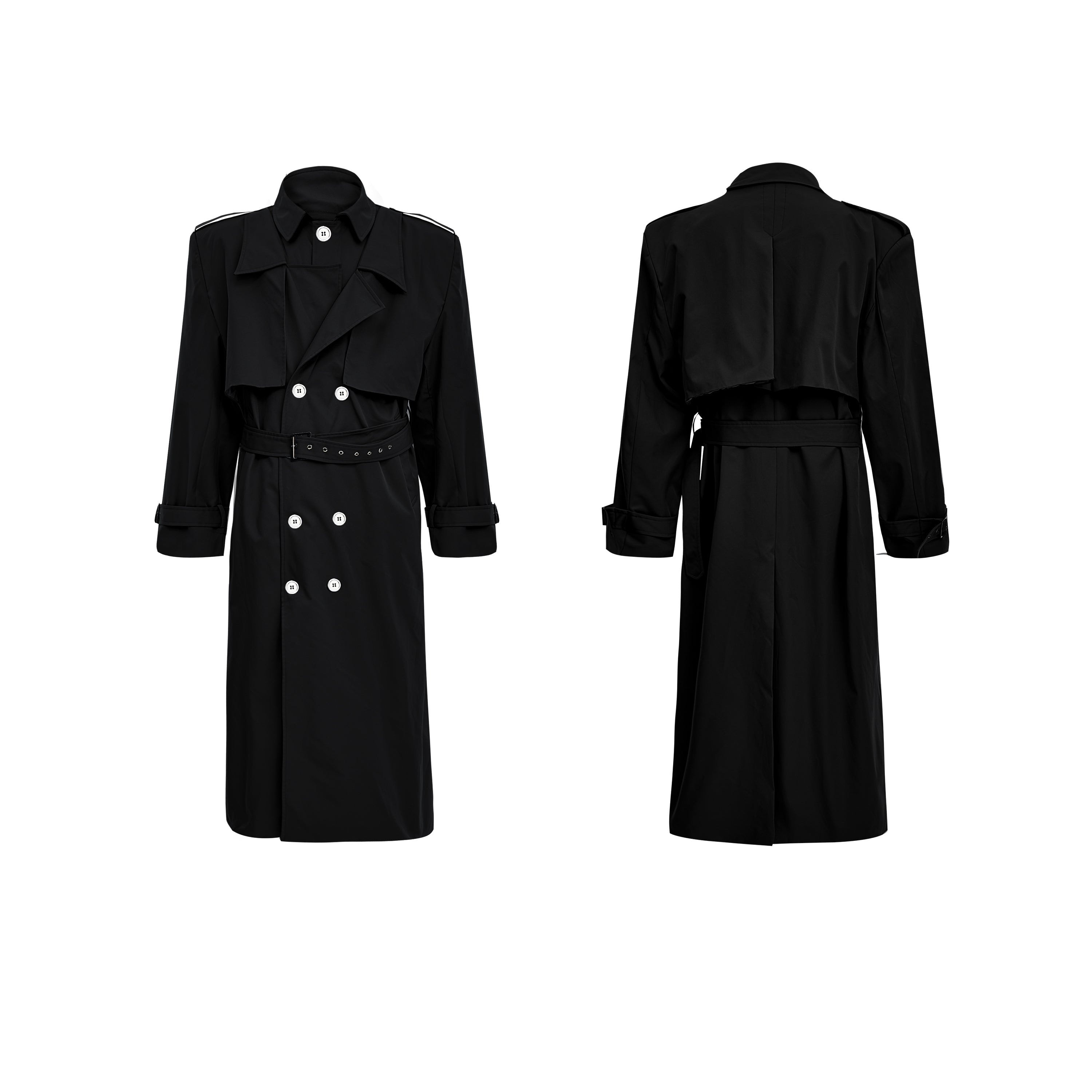 【24s Oct.】Deconstructed Fake Two-piece Padded Shoulder Trench Coat-IYAMIUIO
