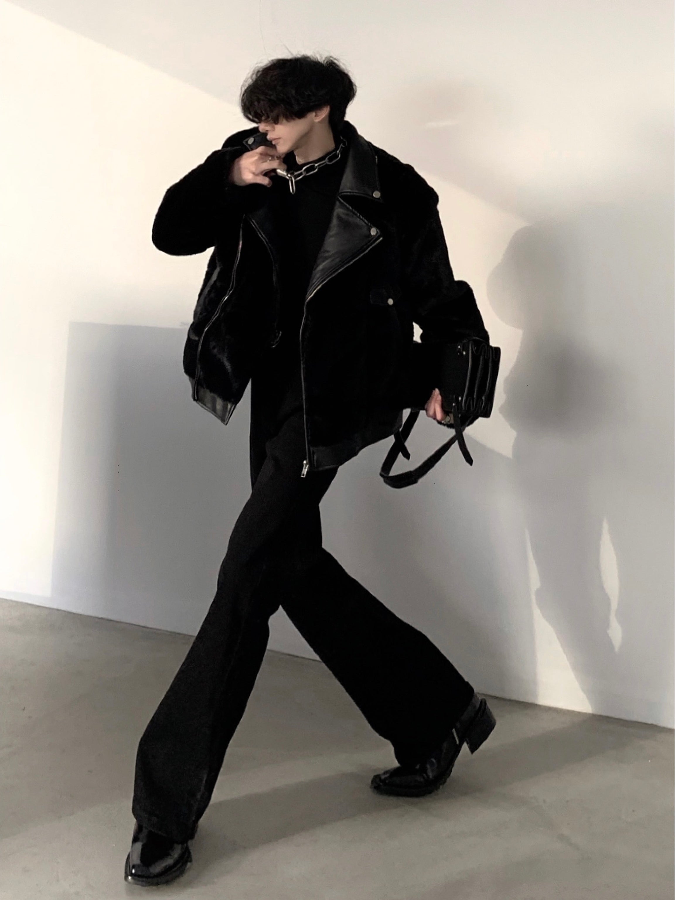 【23s December.】Vintage Motorcycle Mink Jacket-IYAMIUIO