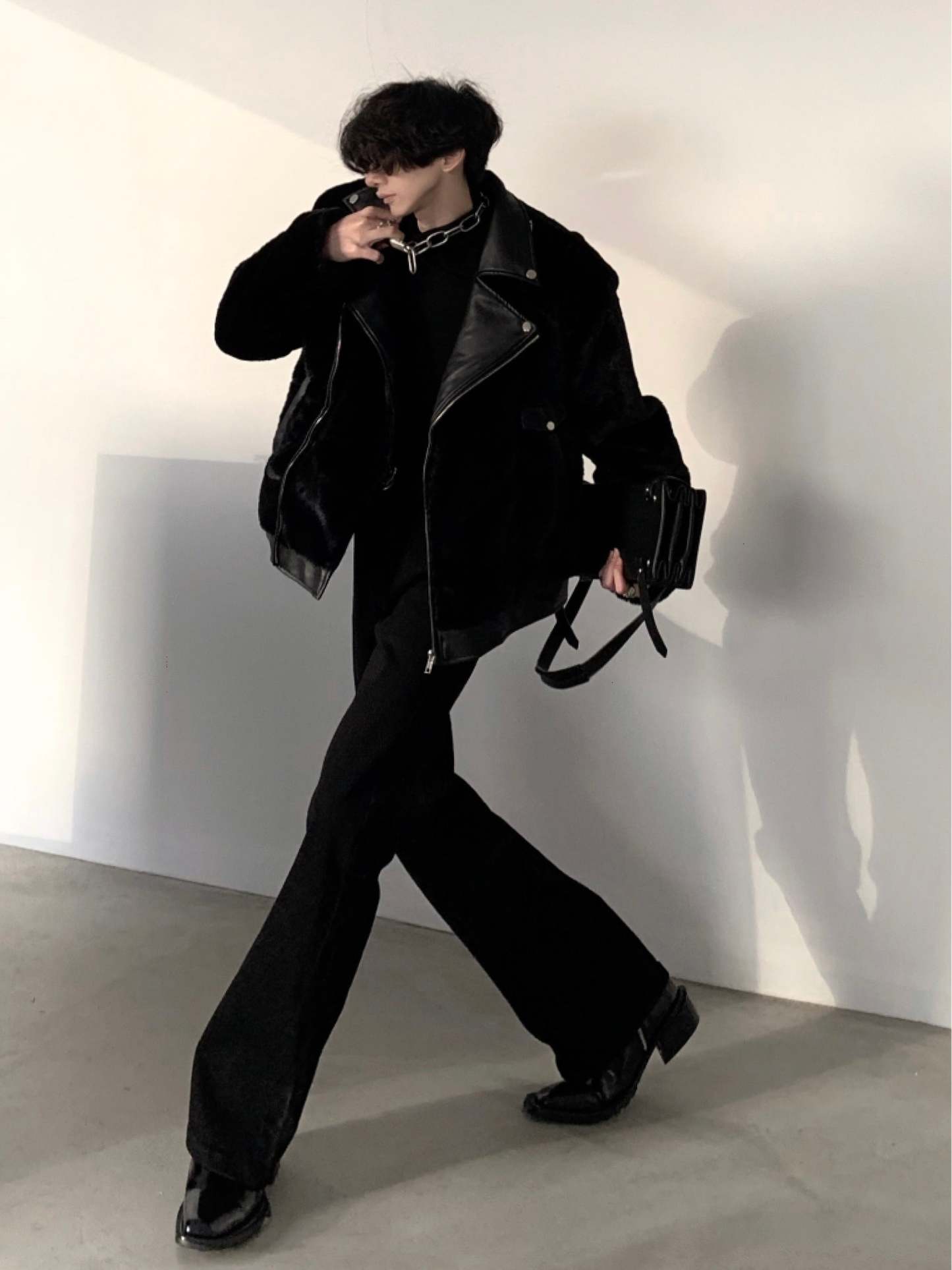 【23s December.】Vintage Motorcycle Mink Jacket-IYAMIUIO