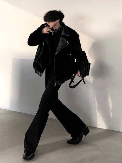 【23s December.】Vintage Motorcycle Mink Jacket-IYAMIUIO