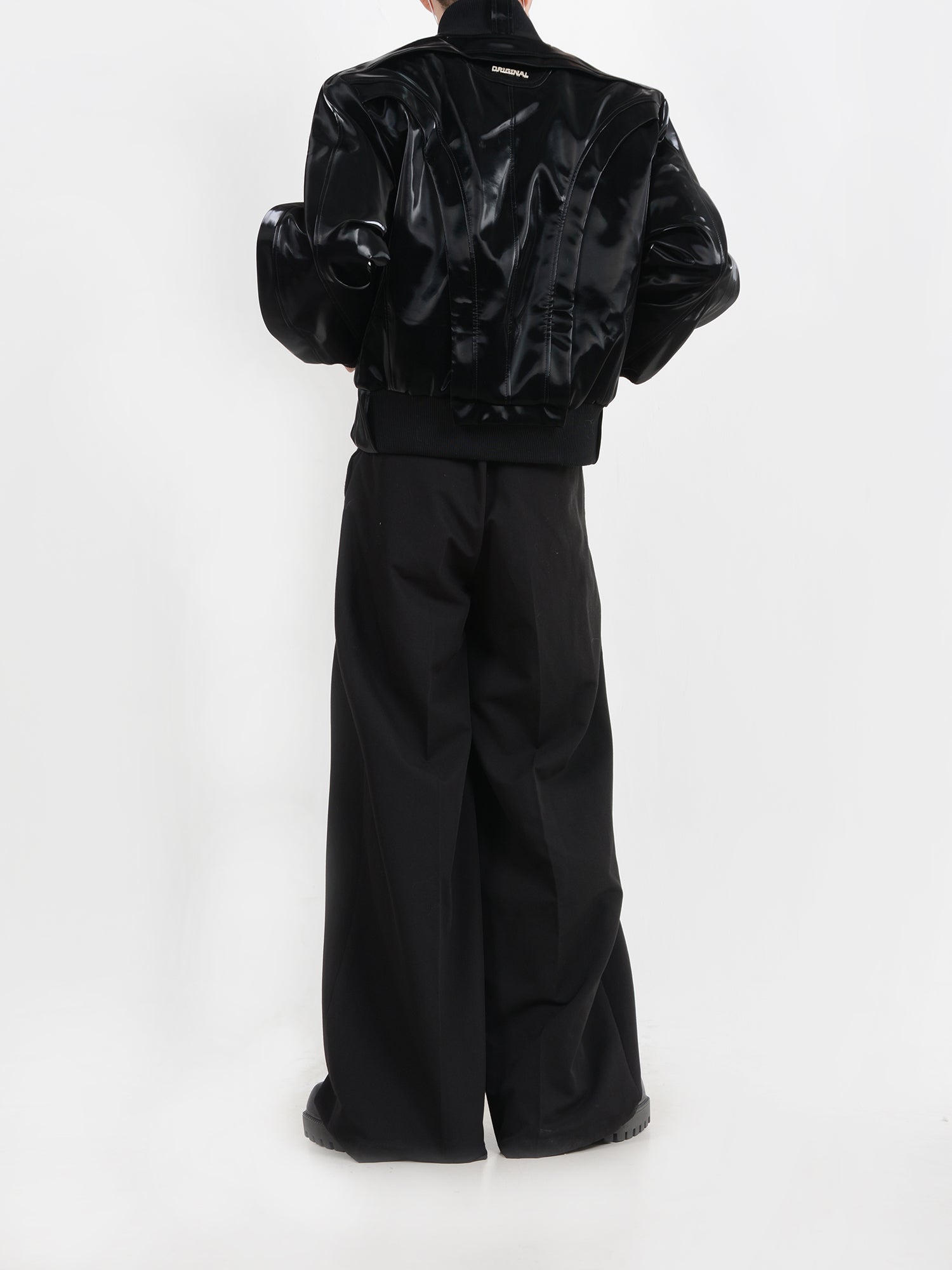 【24s January.】Deconstructed Glossy Pu Leather Jacket-IYAMIUIO