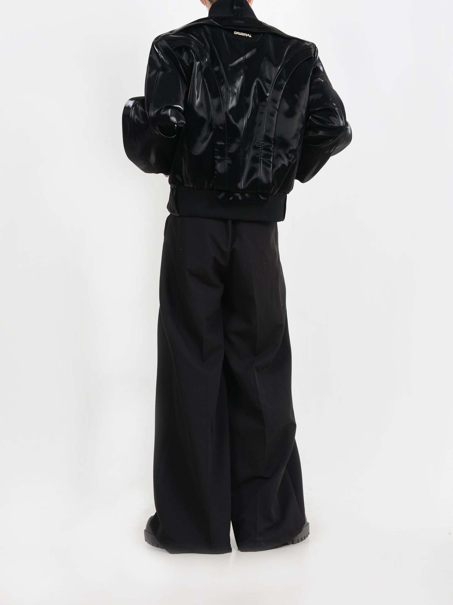 【24s January.】Deconstructed Glossy Pu Leather Jacket-IYAMIUIO