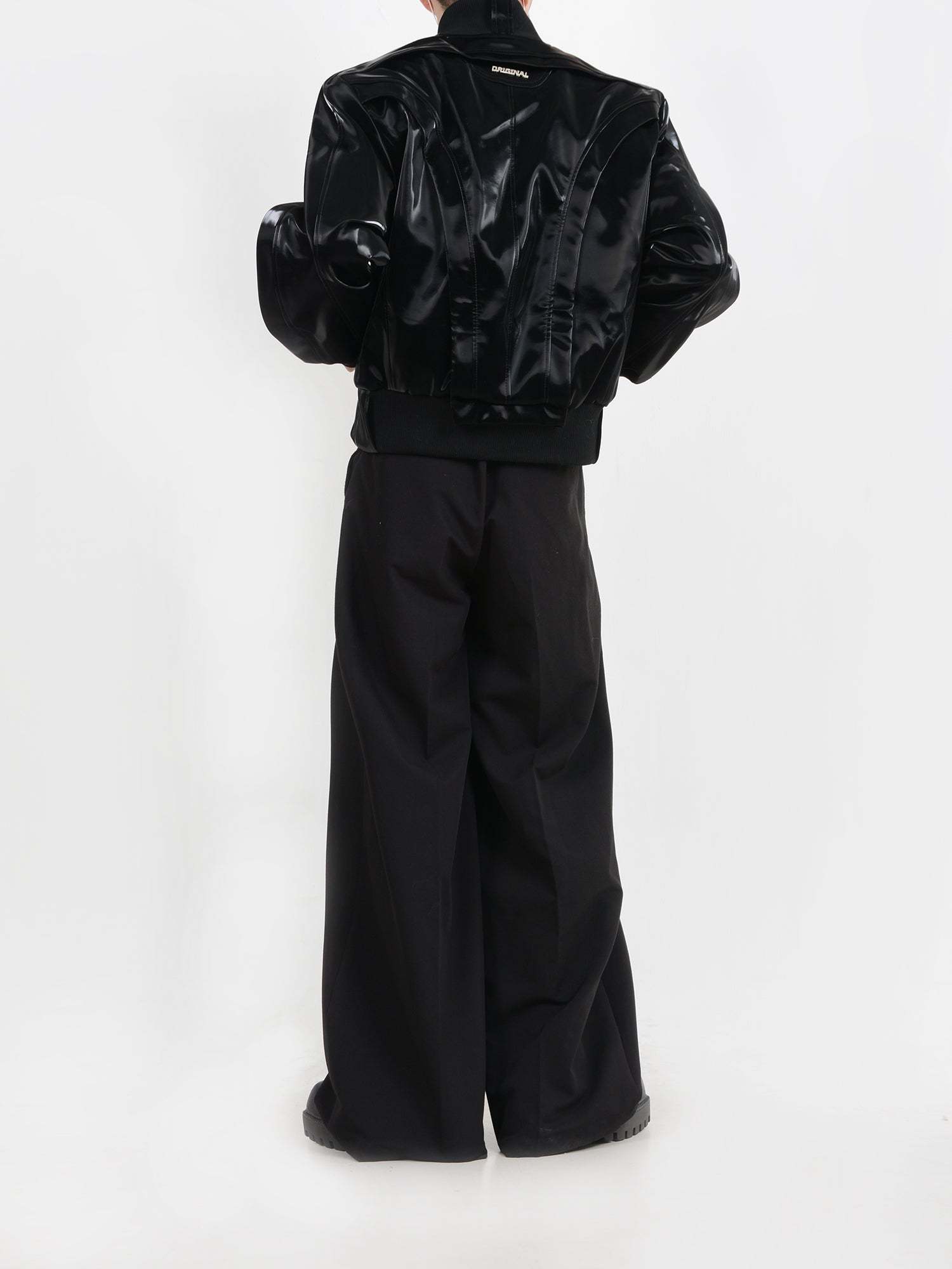 【24s January.】Deconstructed Glossy Pu Leather Jacket-IYAMIUIO