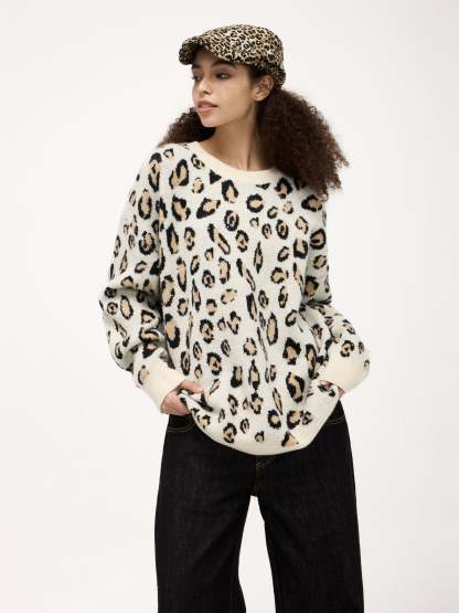 Aelfric Eden Apricot Leopard Print Sweater-IYAMIUIO
