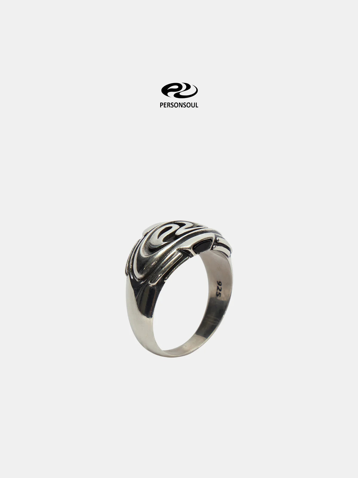 Personsoul Silver Logo Signet Ring-IYAMIUIO
