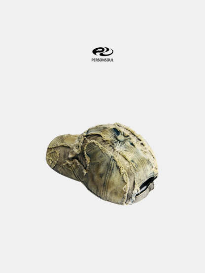 Personsoul Distressed Denim Baseball Cap-IYAMIUIO