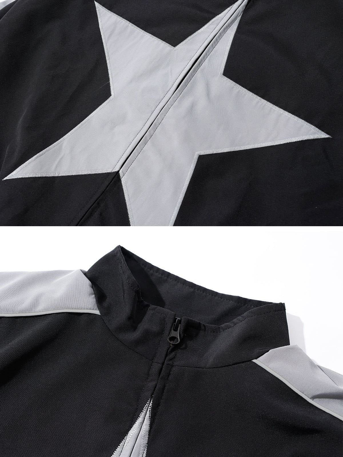 Aelfric Eden Reflective Stripe Star Zipper Jacket-IYAMIUIO