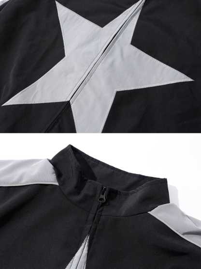 Aelfric Eden Reflective Stripe Star Zipper Jacket-IYAMIUIO