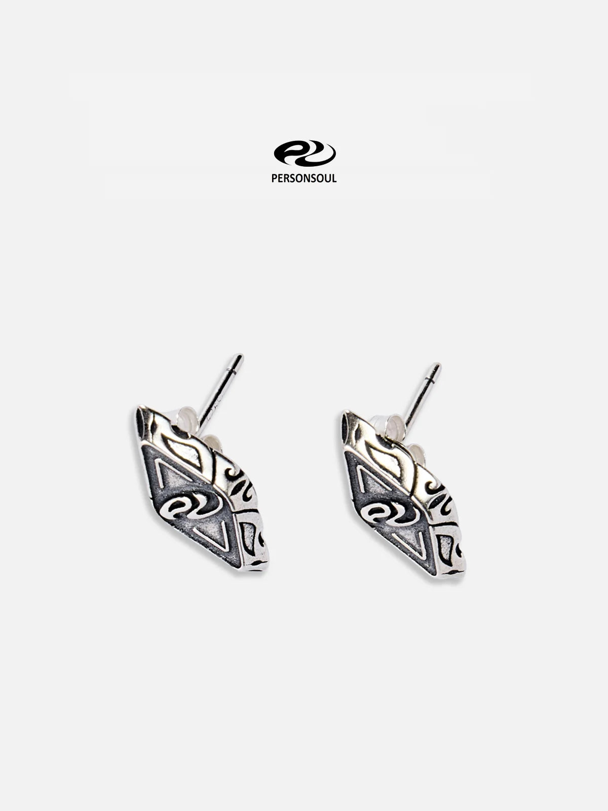 Personsoul Geometric Silver Stud Earrings-IYAMIUIO