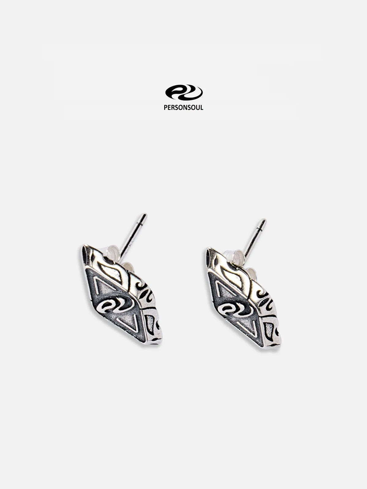 Personsoul Geometric Silver Stud Earrings-IYAMIUIO