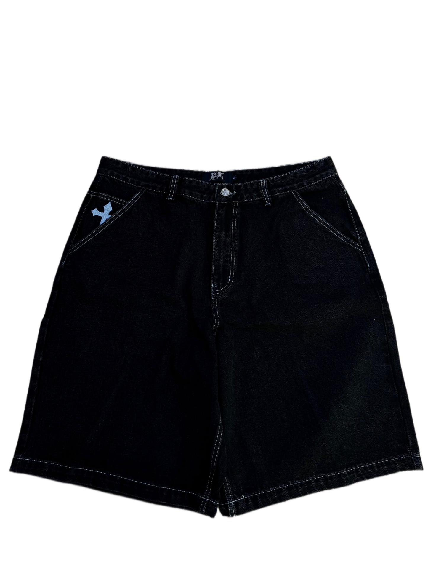 Black Skull Cross Jorts-IYAMIUIO